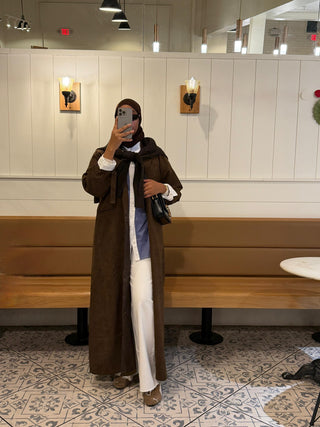 Suede Trench Abaya
