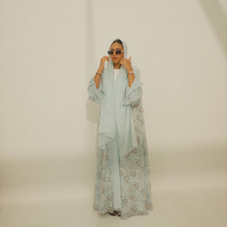 Light Teal Chiffon Floral
