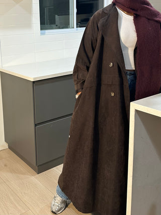 Dark Cocoa Trench Coat Abaya