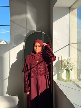 Half Velvet Lace Abaya